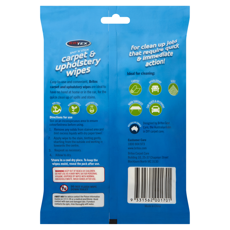 Britex Spot ‘n’ Stain Carpet & Upholstery Wipes Britex